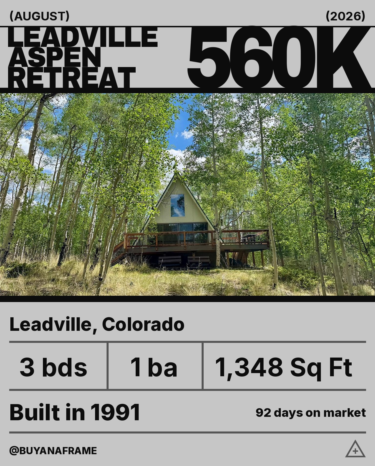Leadville, Colorado is the highest incorporated city in the United States, and this 1991 A-frame sits north of town in B