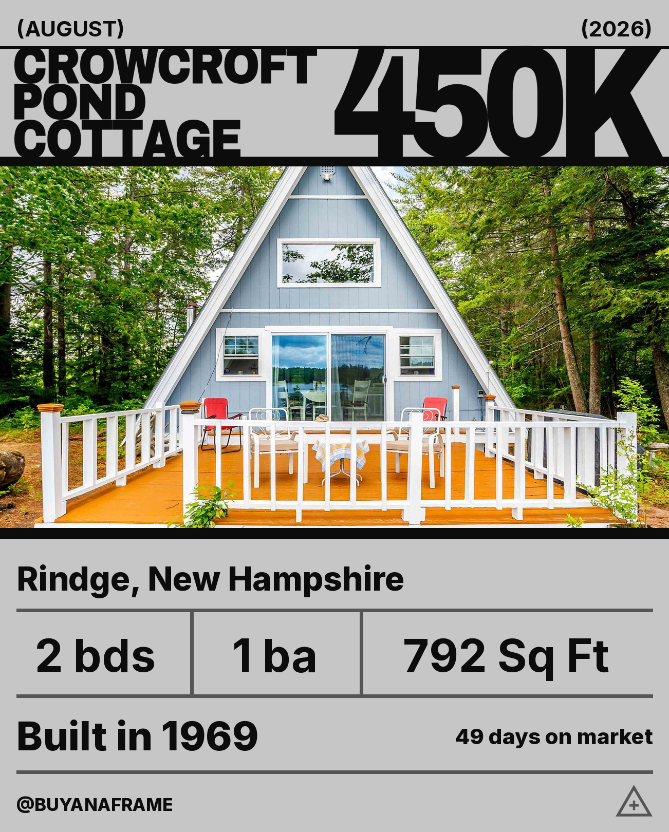 You do not drive up to this one. You park on the dirt and walk a wooded path, and the cottage arrives all at once at the