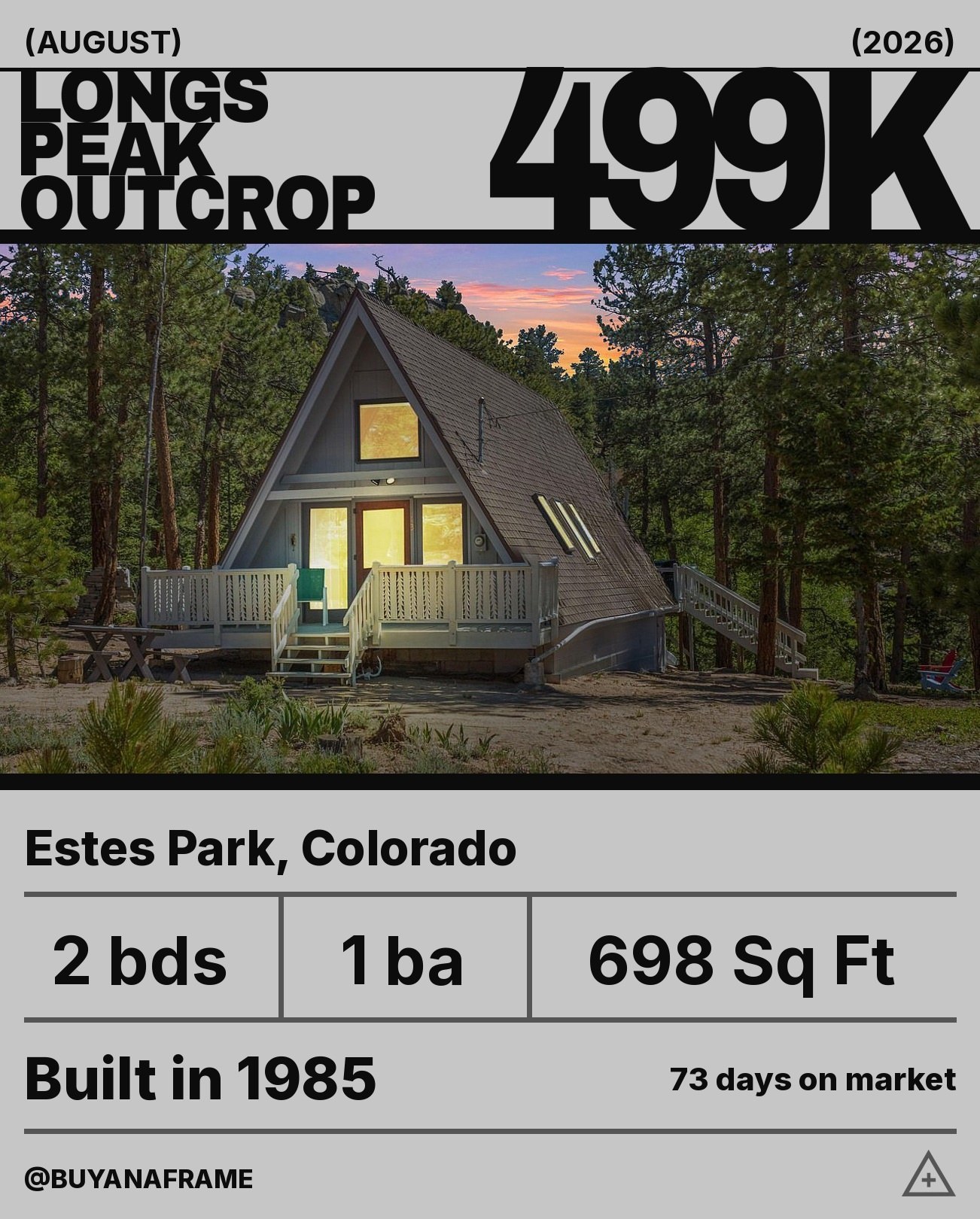 Estes Park sits at the east gate of Rocky Mountain National Park, and this 1985 A-frame sits above it on 2.82 acres of r